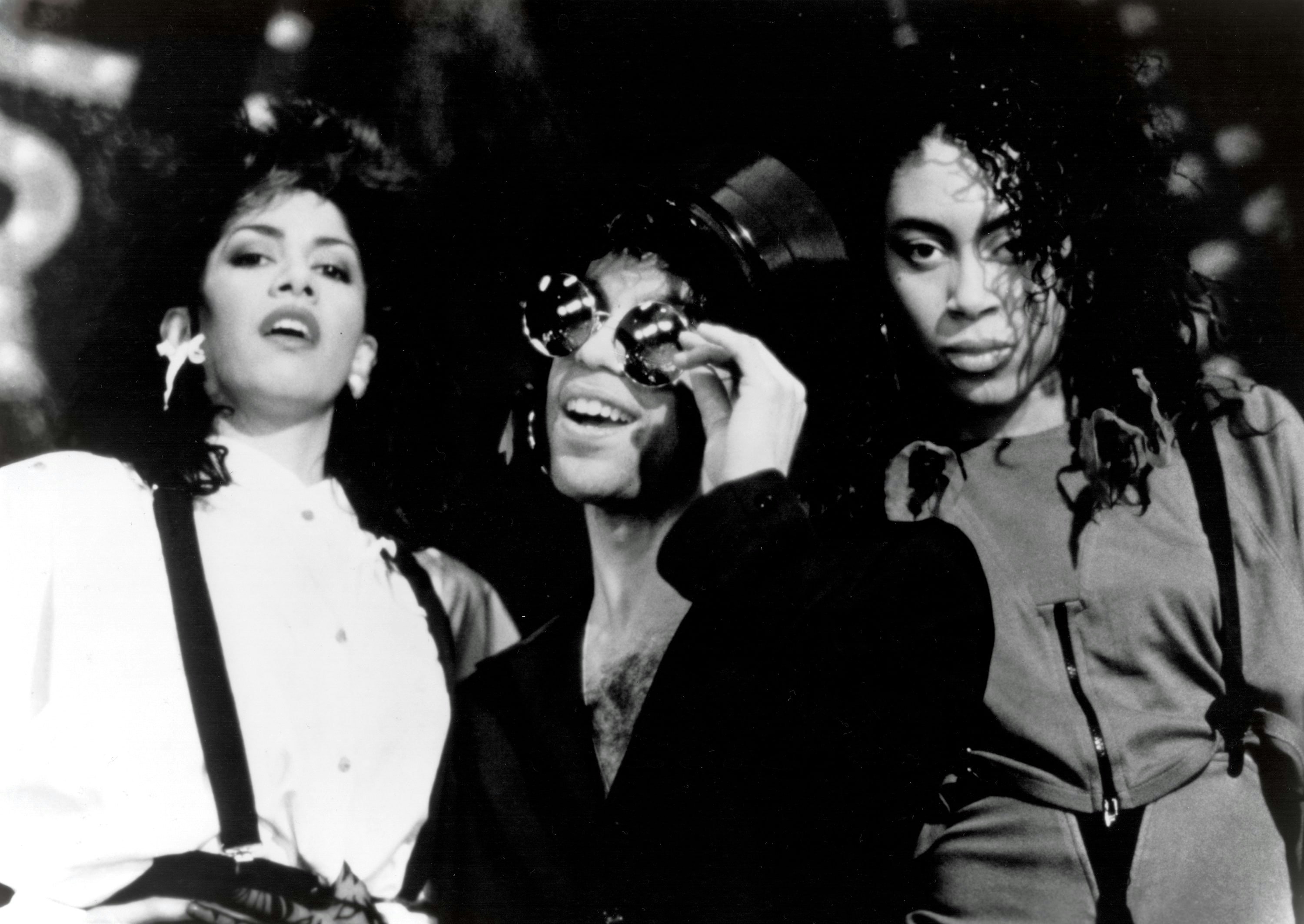 Sheila E., Prince, and Cat. Promotional photo for the concert film <i>Sign "O" the Times</i>.
